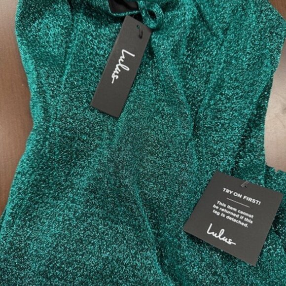 NWT Lulus Vamped Up Turquoise Sparkly Sleeveless Mini Dress - Picture 6 of 9